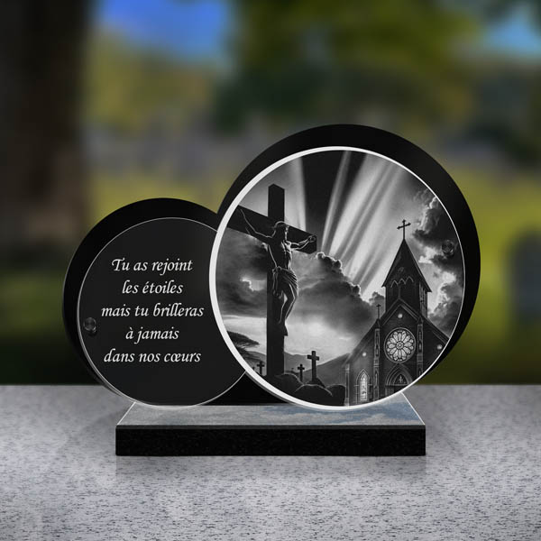 plaque funéraire feuille jesus