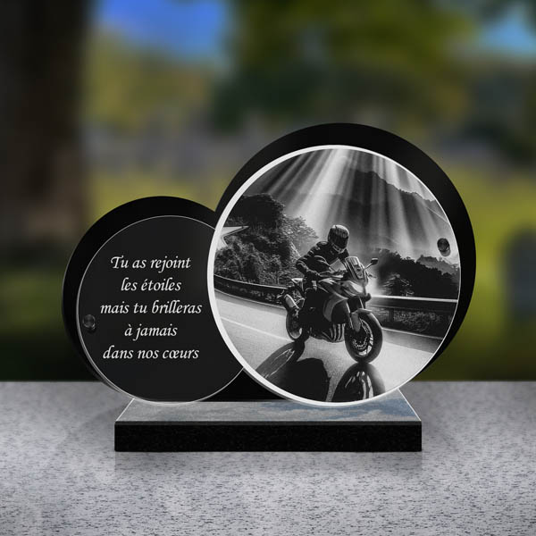plaque funéraire feuille moto