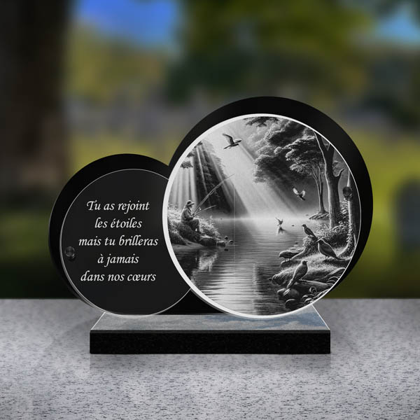 plaque funéraire feuille pêche