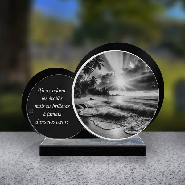 plaque funéraire feuille plage