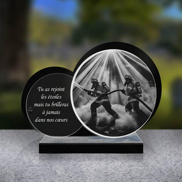 plaque funéraire feuille pompier