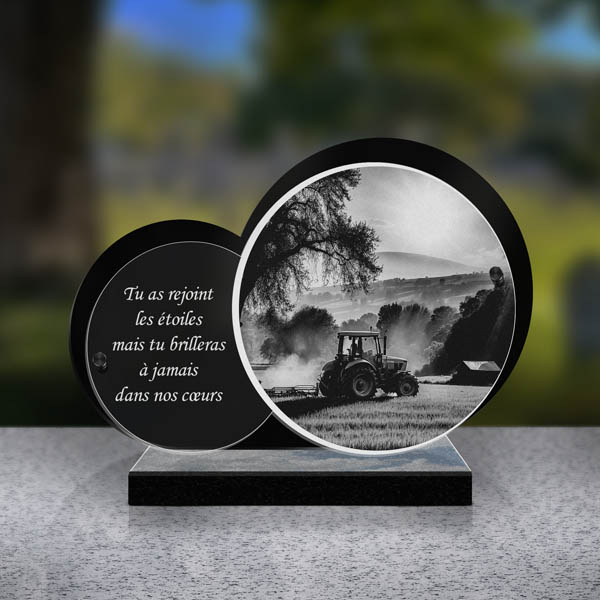 plaque funéraire tracteur