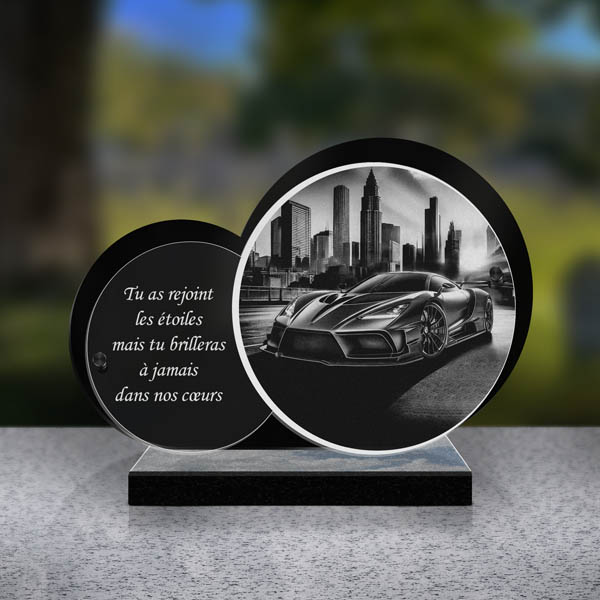 plaque funéraire feuille voiture