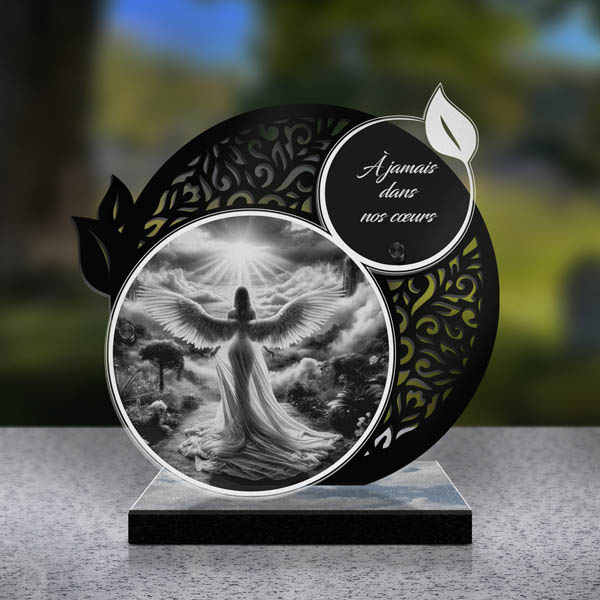 plaque funéraire feuille ange