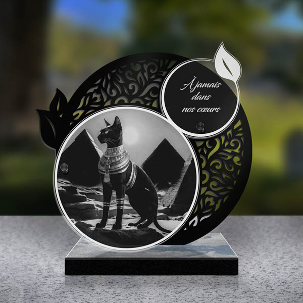 plaque funéraire feuille chat bastet