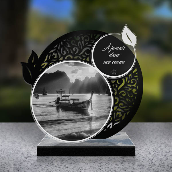 plaque funéraire feuille bateau