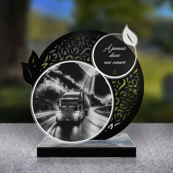 plaque funéraire feuille camion