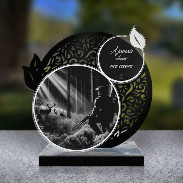 plaque funéraire feuille chasse