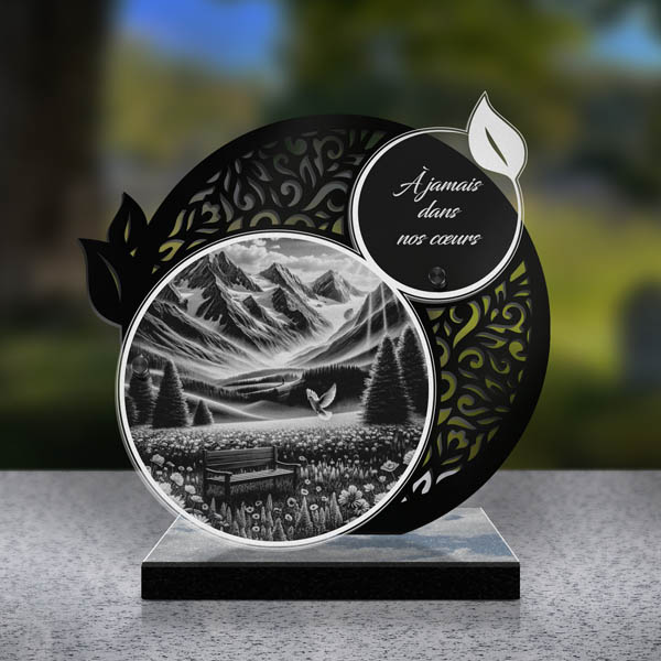 plaque funéraire feuille colombe