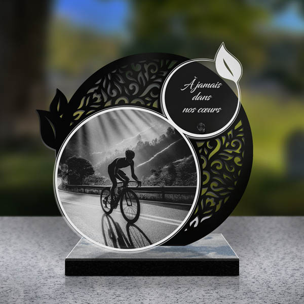 plaque funéraire feuille cyclisme
