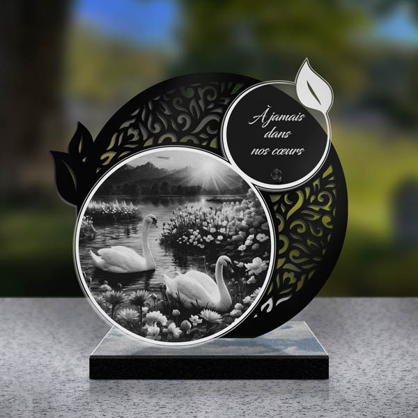 plaque funéraire feuille fleurs