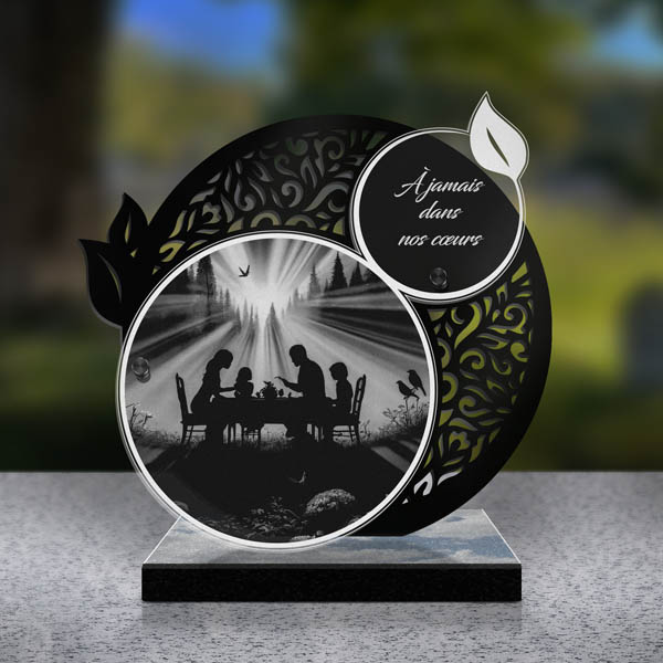 plaque funéraire feuille famille