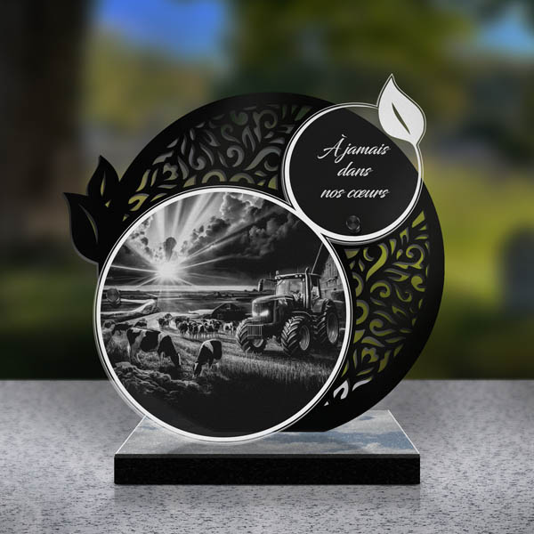 plaque funéraire feuille ferme