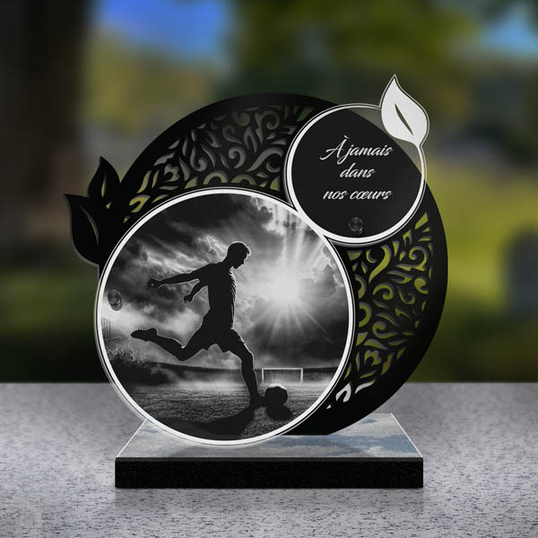 plaque funéraire feuille football