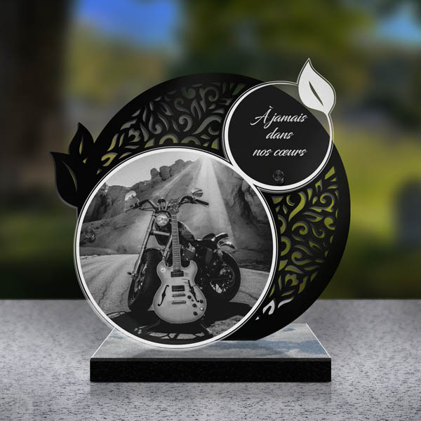 plaque funéraire feuille harley davidson