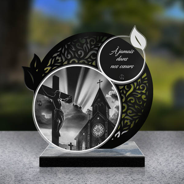 plaque funéraire feuille jesus