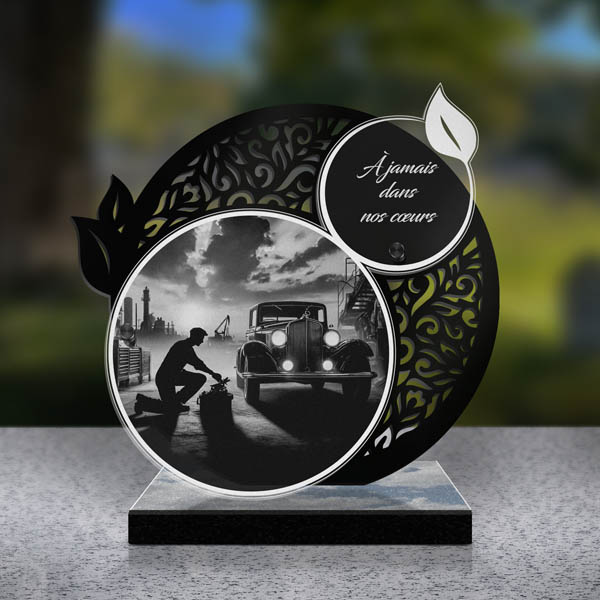 plaque funéraire feuille mecanicien