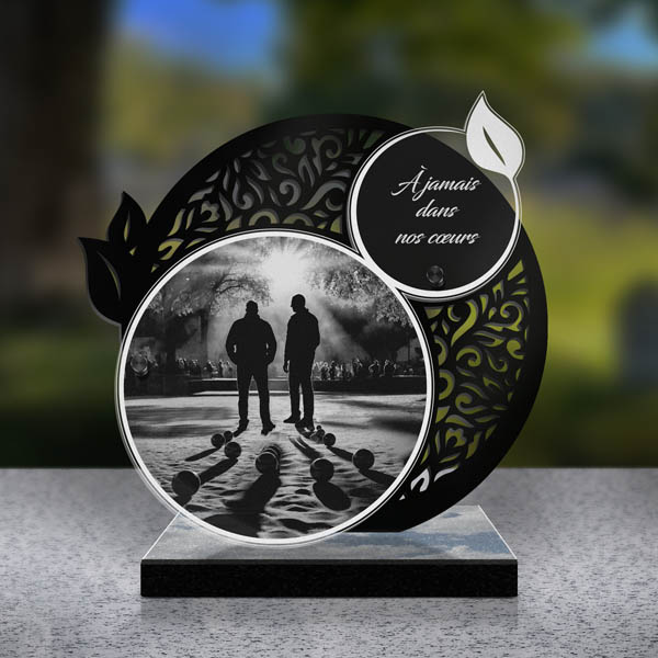 plaque funéraire feuille petanque