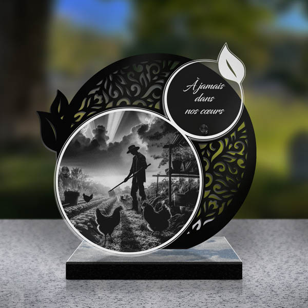 plaque funéraire feuille potager