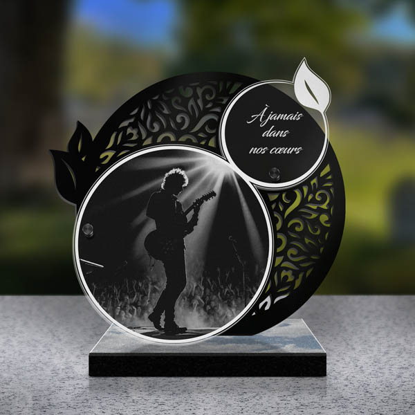 plaque funéraire feuille rock