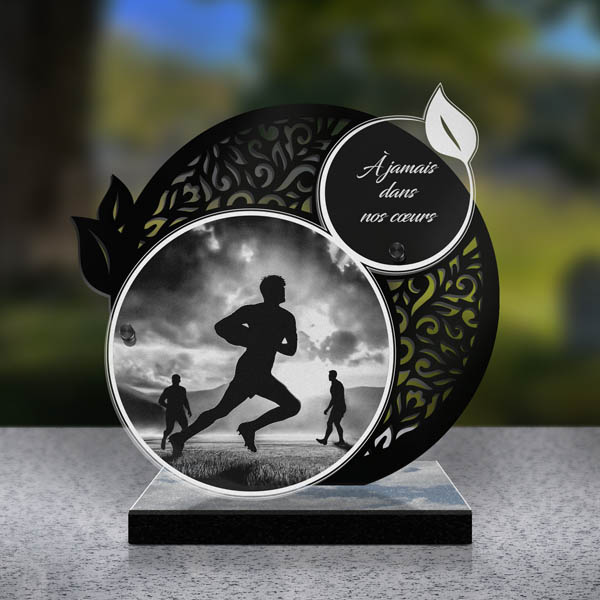 plaque funéraire feuille rugby
