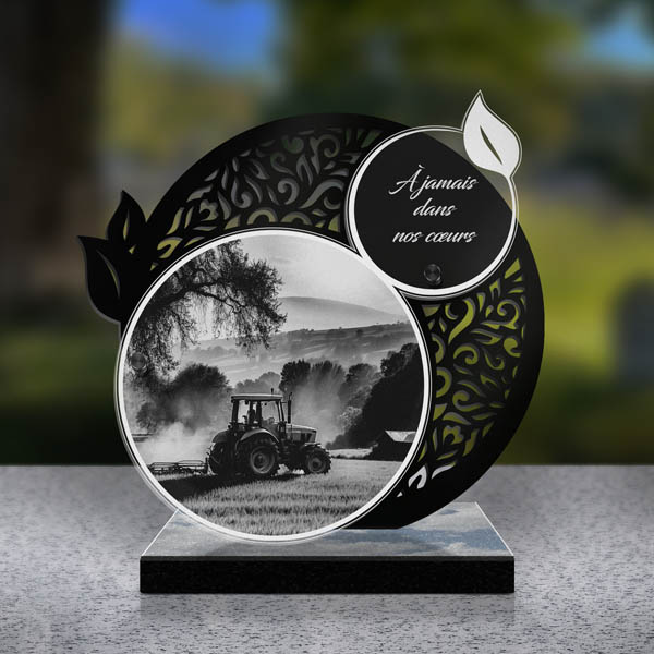 plaque funéraire feuille tracteur