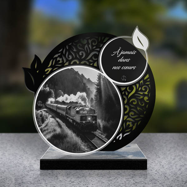plaque funéraire feuille locomotive