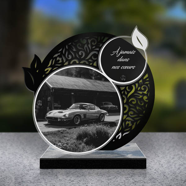 plaque funéraire feuille voiture