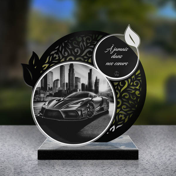 plaque funéraire feuille voiture
