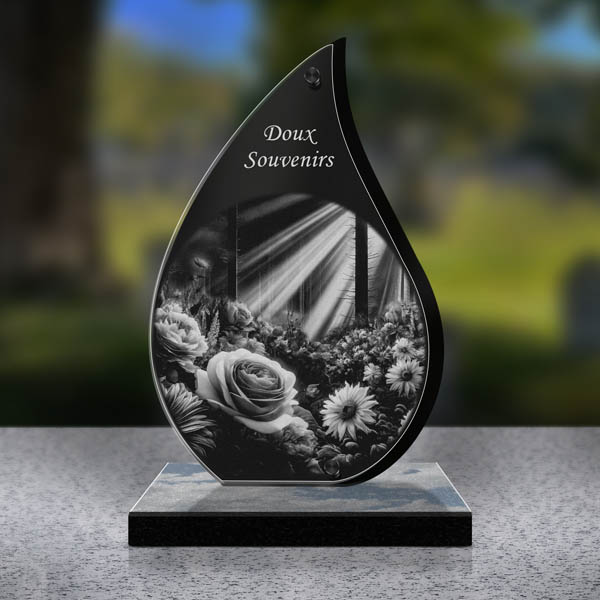 plaque funéraire fleurs