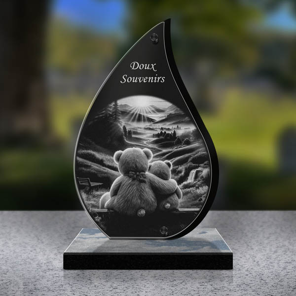 plaque funéraire ours en peluche