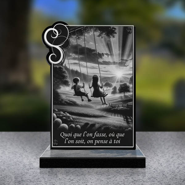 plaque funéraire rectangle balançoire
