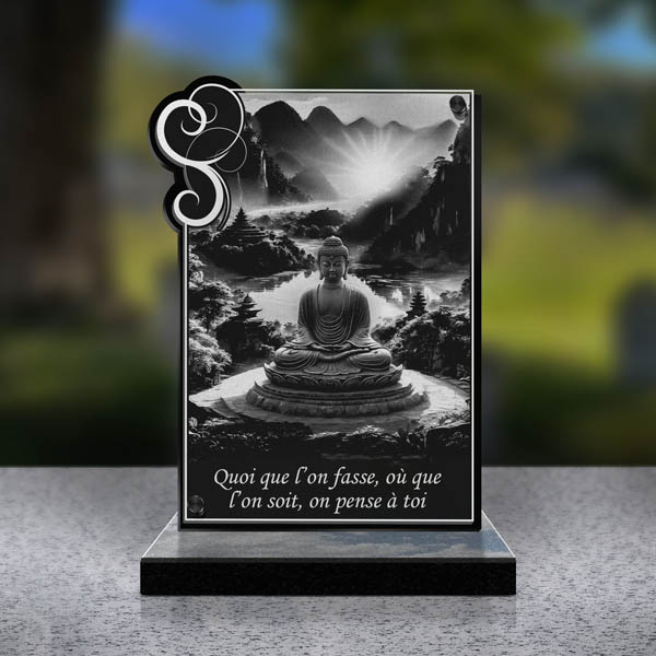 plaque funéraire rectangle bouddha
