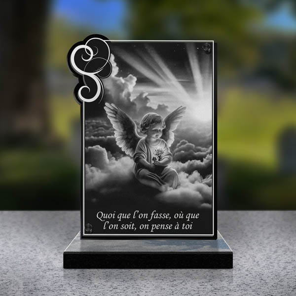 plaque funéraire rectangle ange