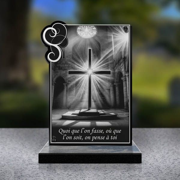 plaque funéraire rectangle croix