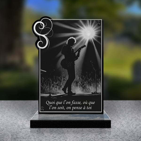 plaque funéraire rectangle chanteur