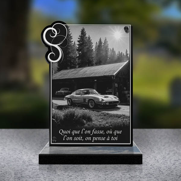 plaque funéraire rectangle voiture