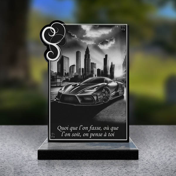 plaque funéraire voiture